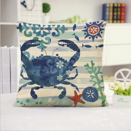 18''x18'' coastal print throw pillow | 15 designs nautical & beach themed | rustic seaside accent | insert included