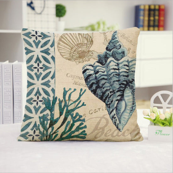 18''x18'' coastal print throw pillow | 15 designs nautical & beach themed | rustic seaside accent | insert included