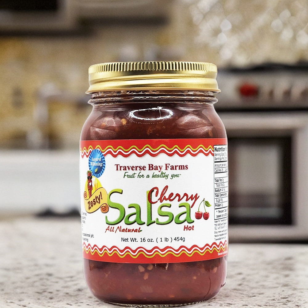 Cherry Salsa  - Zesty (spicy but not too hot!), 16 oz - Spicy salsa