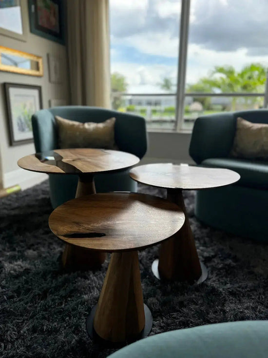 Mushroom Side & End table Made of Walnut and Epoxy Resin