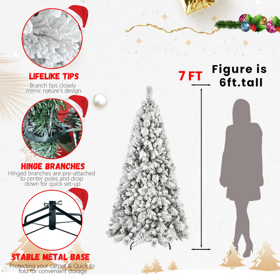 7.5FT Flocked Christmas Tree with 1252 Tips