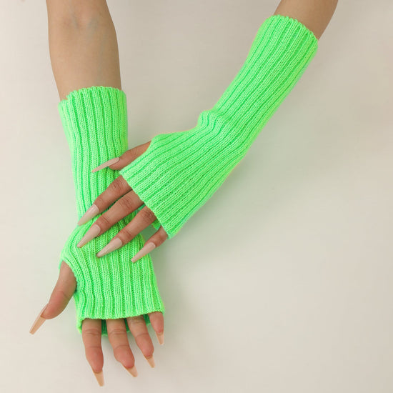 30cm Hot Styles Daily Winter Arm Warmers Go Party Long Sleeve Fingerless Mittens Half Finger Acrylic Gloves Mittens Knit Crochet