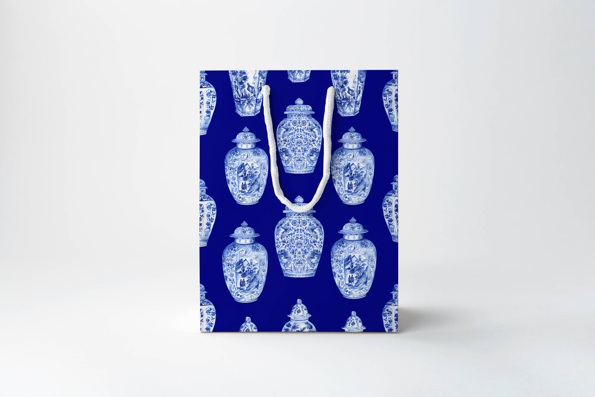Blue Ginger Jar Gift Bag | Luxury Gift Bag by JOSIL Paperie