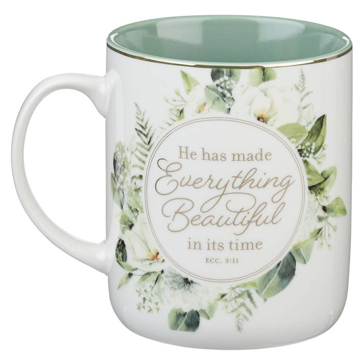 Mug Green Floral Everything Beautiful Ecc. 3:11