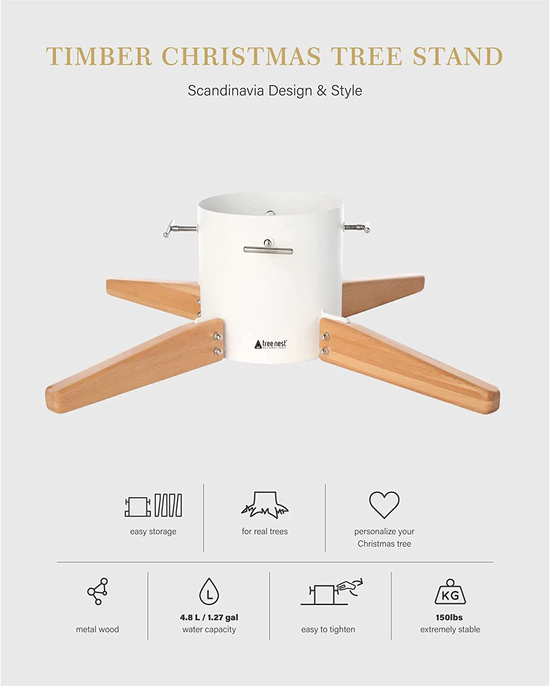 Timber Christmas Tree Stand - Medium - White