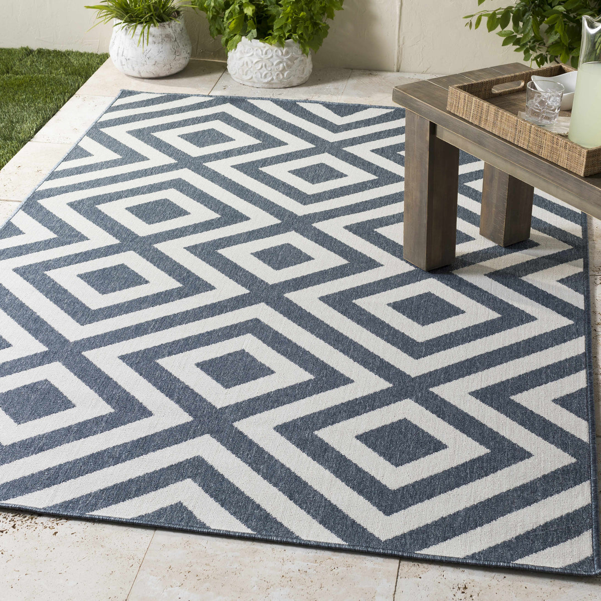 Spilsby Navy Blue Outdoor Rug - Clearance