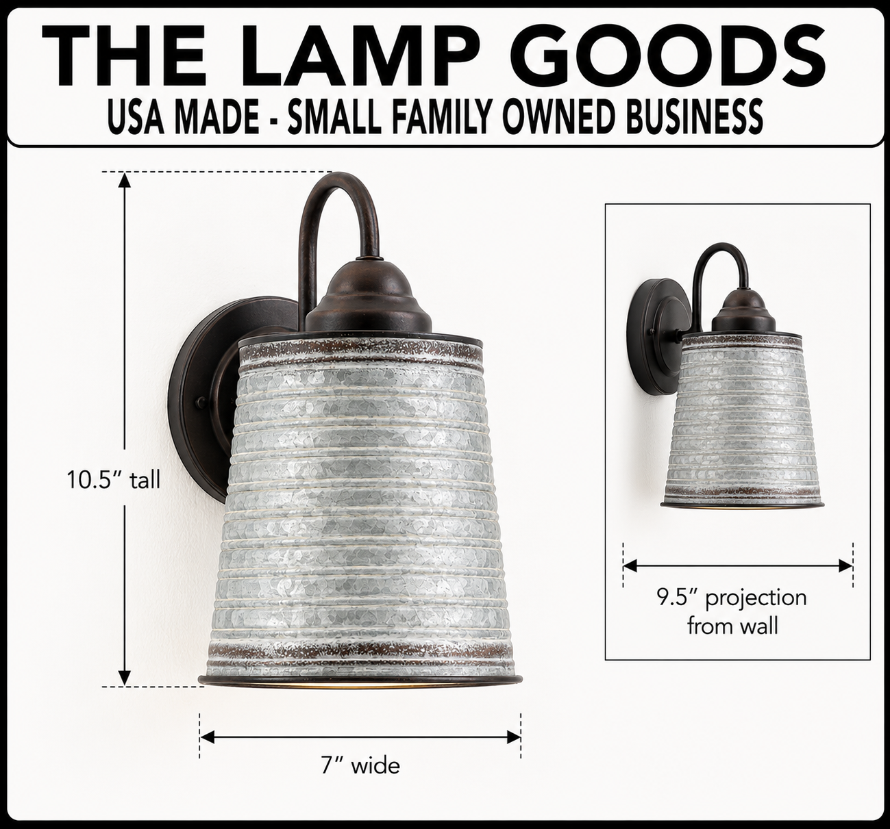 Corrugated Rustic Barn Metal Farmhouse Wall Light Fixture