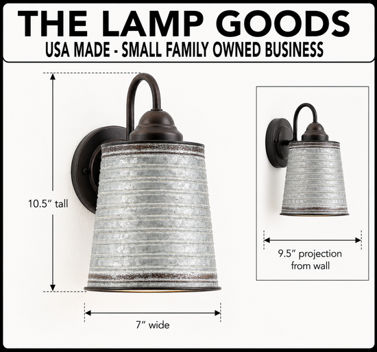 Corrugated Rustic Barn Metal Farmhouse Wall Light Fixture