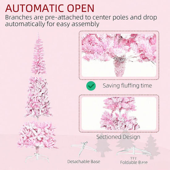 Snow Flocked Pencil Shape Artificial Christmas Tree