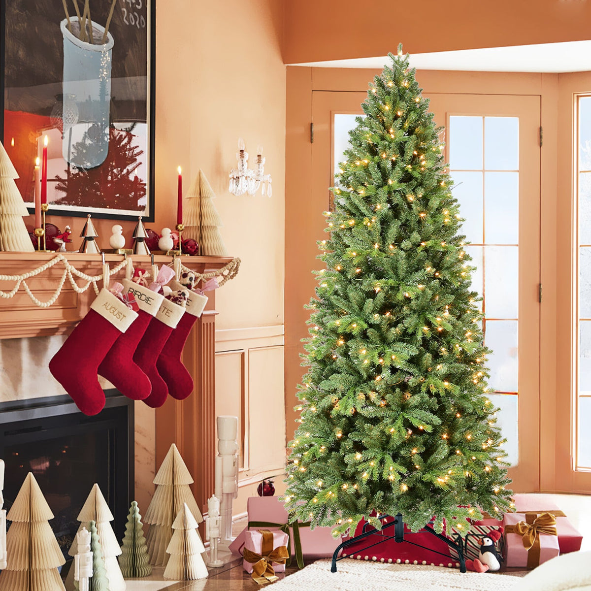7.5FT Christmas Tree with 1599 Tips and 450 Warm Lights