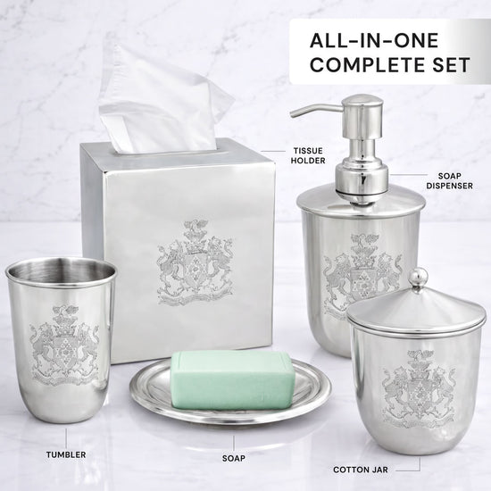 Bathroom Set – Durkee, 5 Piece Silver