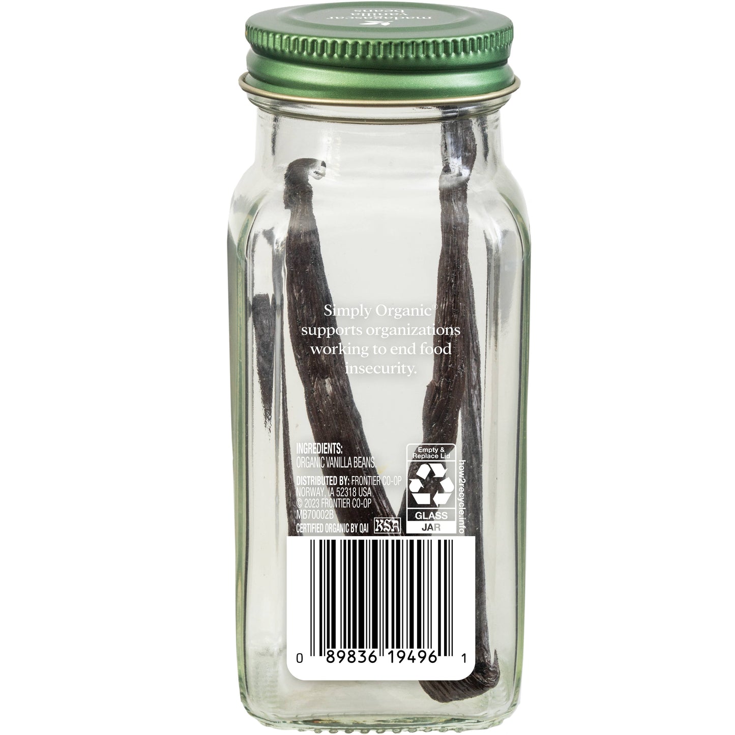 Pure Madagascar Vanilla Beans, Certified Organic, 2 Count