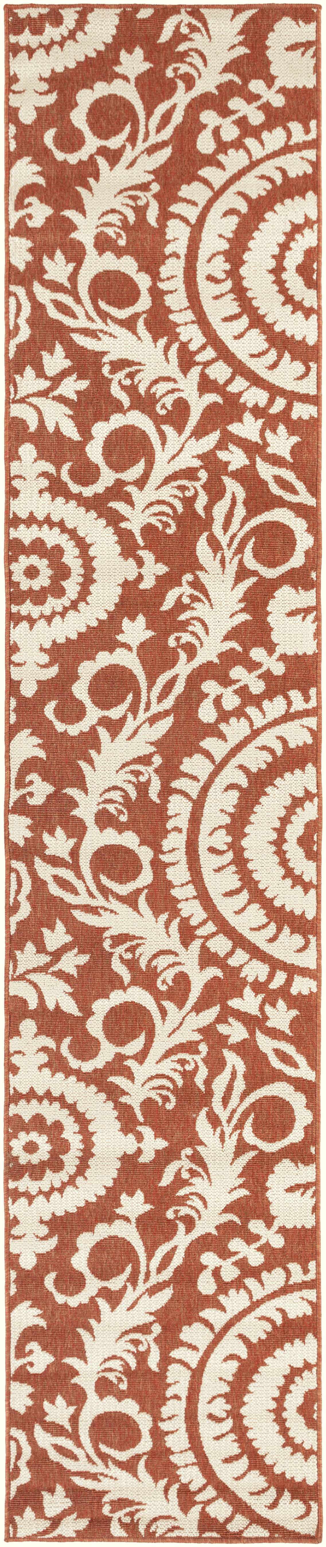 Alburnett Burnt Orange Floral Outdoor Rug - Clearance