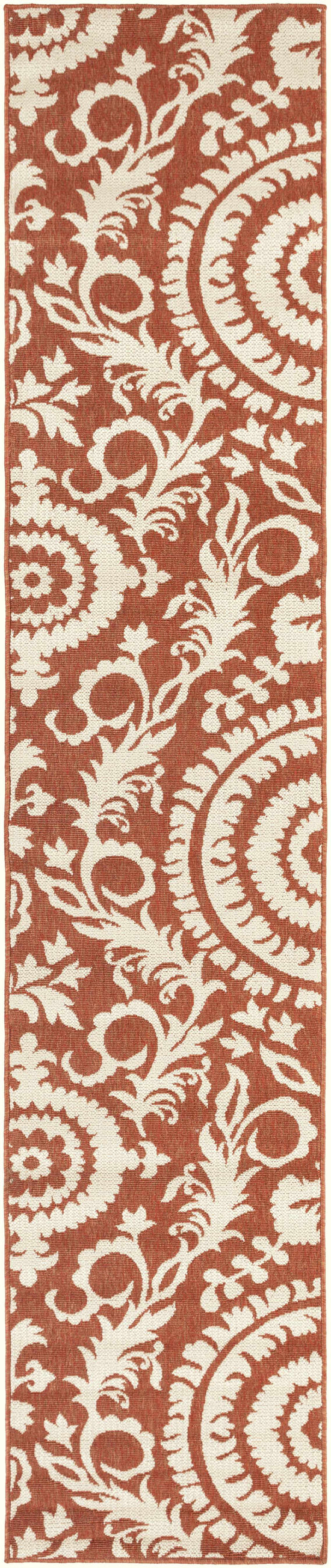 Alburnett Burnt Orange Floral Outdoor Rug - Clearance
