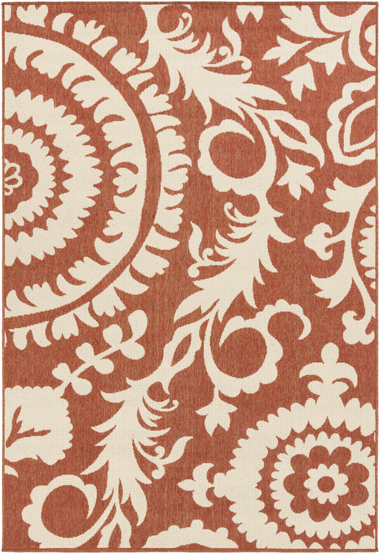 Alburnett Burnt Orange Floral Outdoor Rug - Clearance