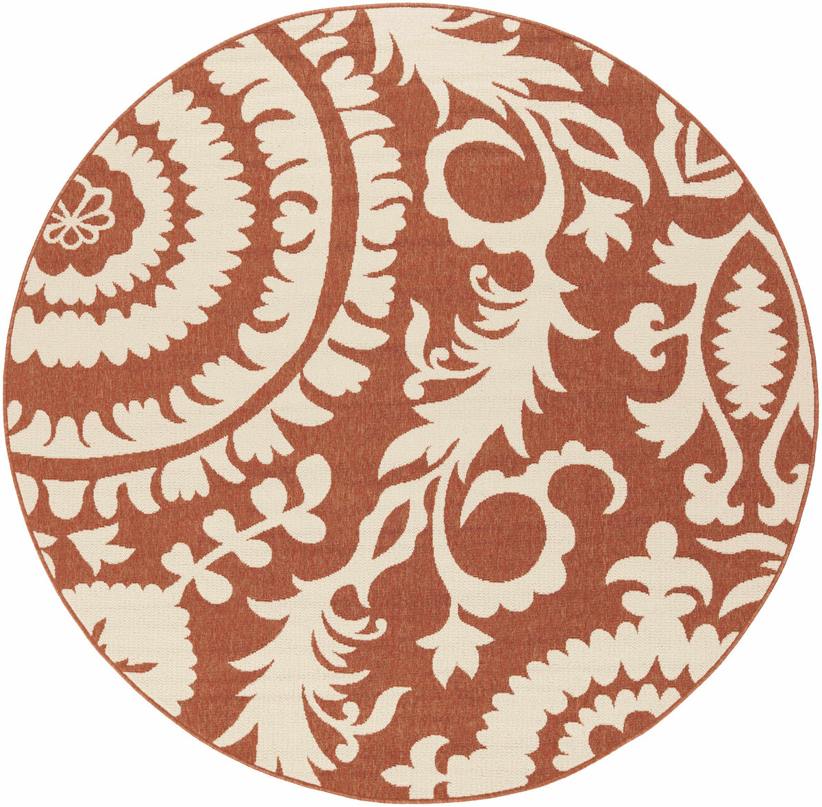 Alburnett Burnt Orange Floral Outdoor Rug - Clearance