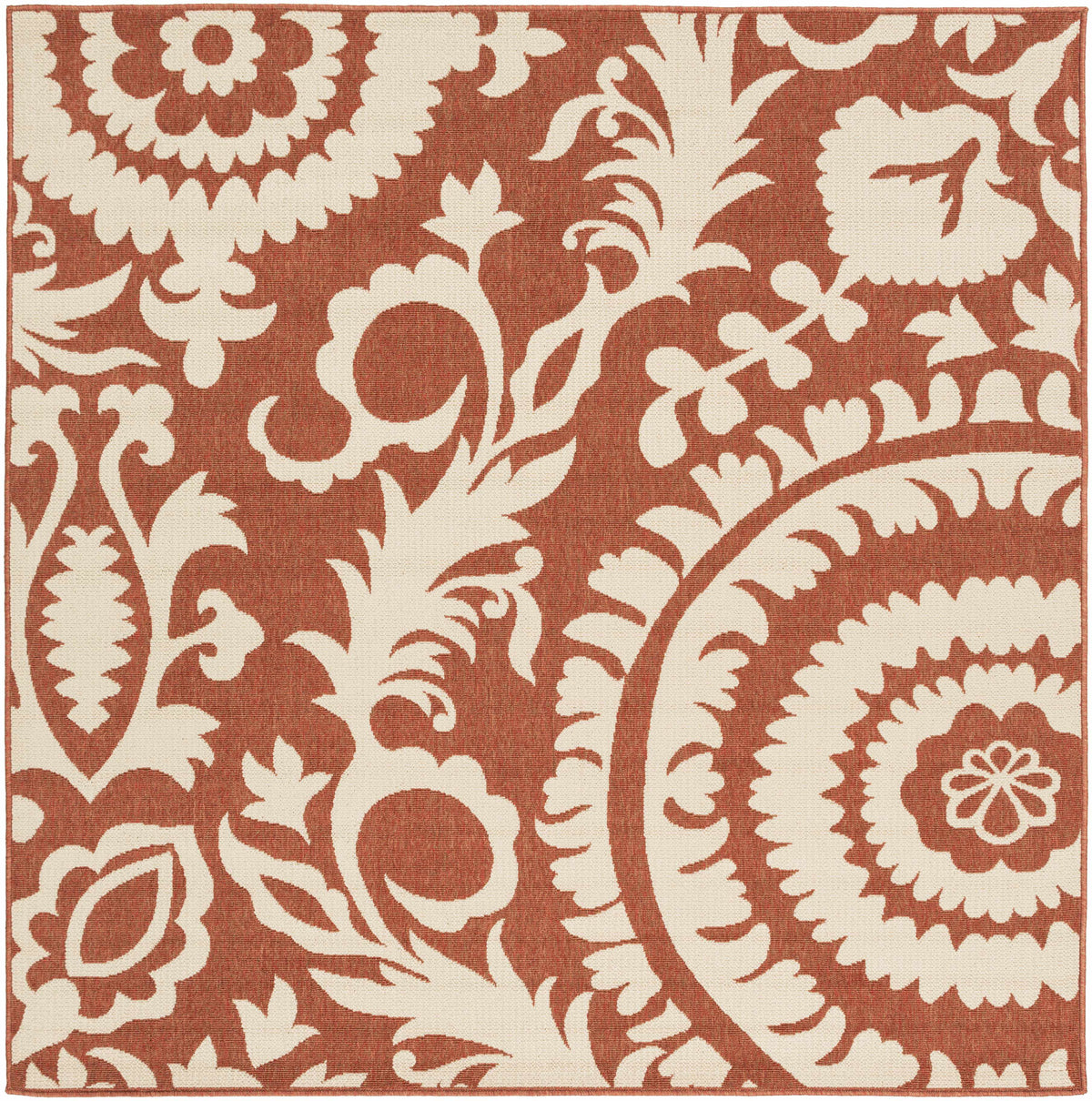 Alburnett Burnt Orange Floral Outdoor Rug - Clearance