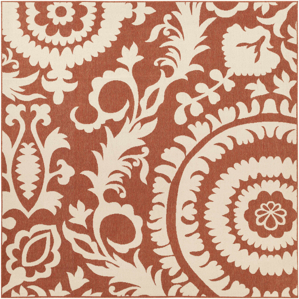 Alburnett Burnt Orange Floral Outdoor Rug - Clearance