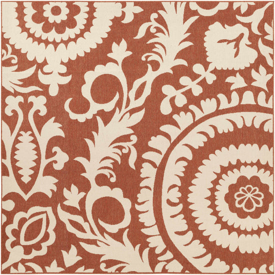 Alburnett Burnt Orange Floral Outdoor Rug - Clearance