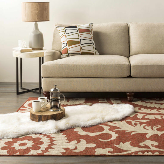 Alburnett Burnt Orange Floral Outdoor Rug - Clearance