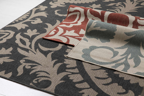 Alburnett Burnt Orange Floral Outdoor Rug - Clearance