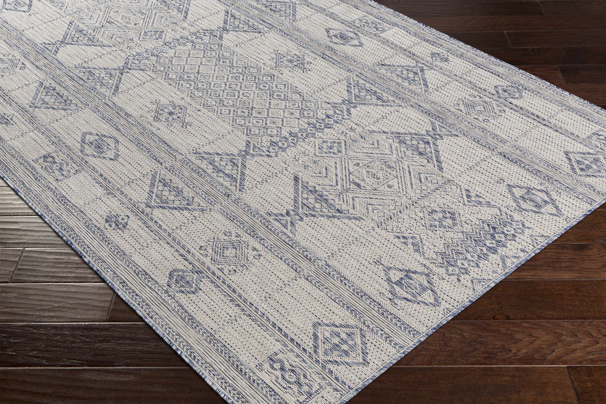 Malamig Gray & Blue Outdoor Area Rug - Clearance