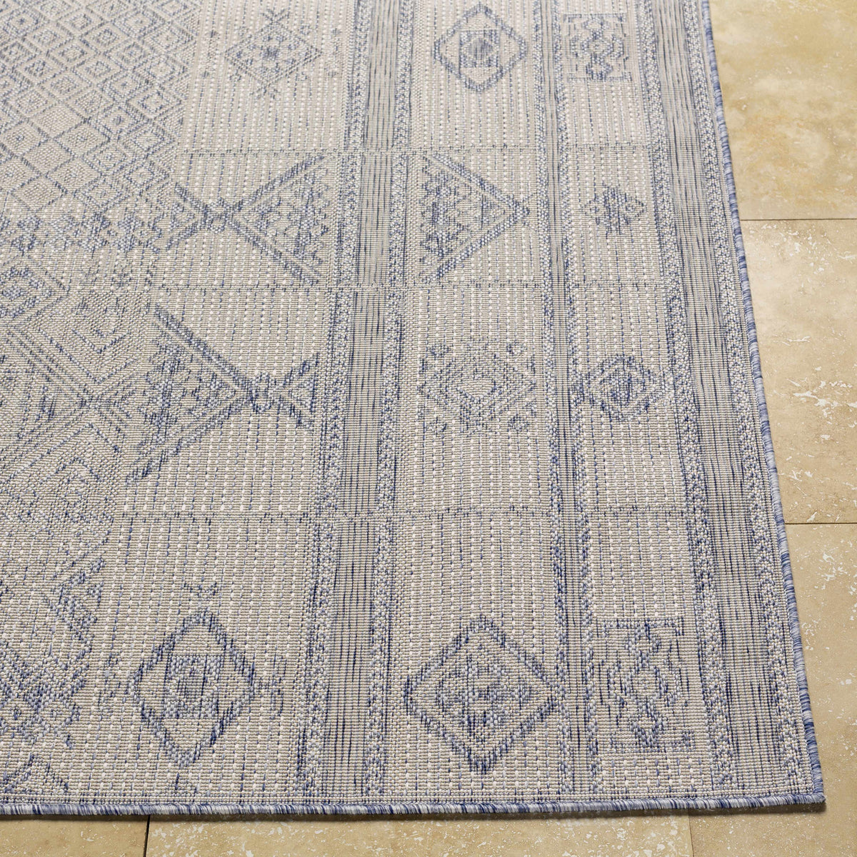 Malamig Gray & Blue Outdoor Area Rug - Clearance