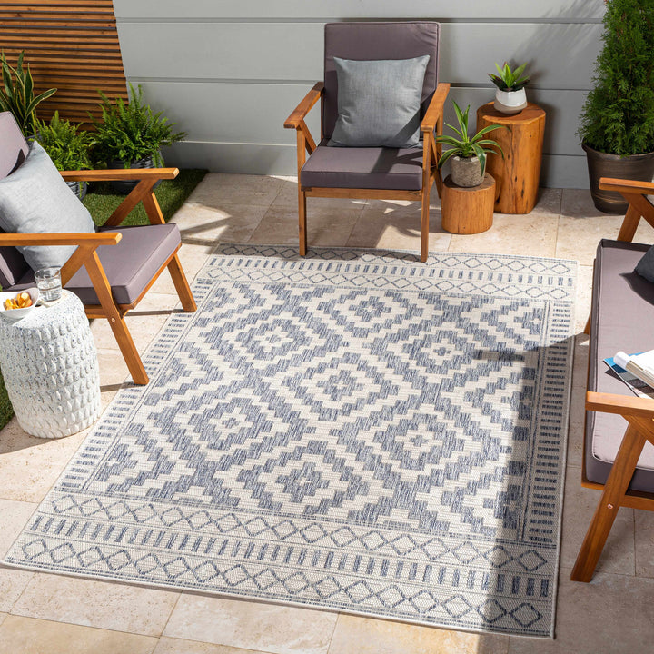 Kabala Dark Blue Outdoor Area Rug - Clearance