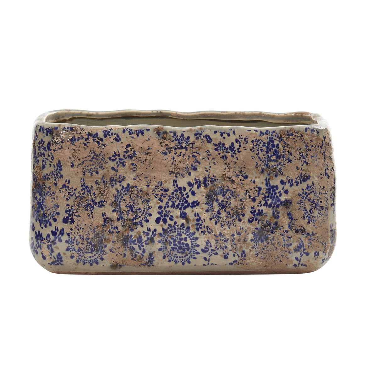 10” Tuscan Ceramic Rectangle Planter - Vintage Ceramic Planter