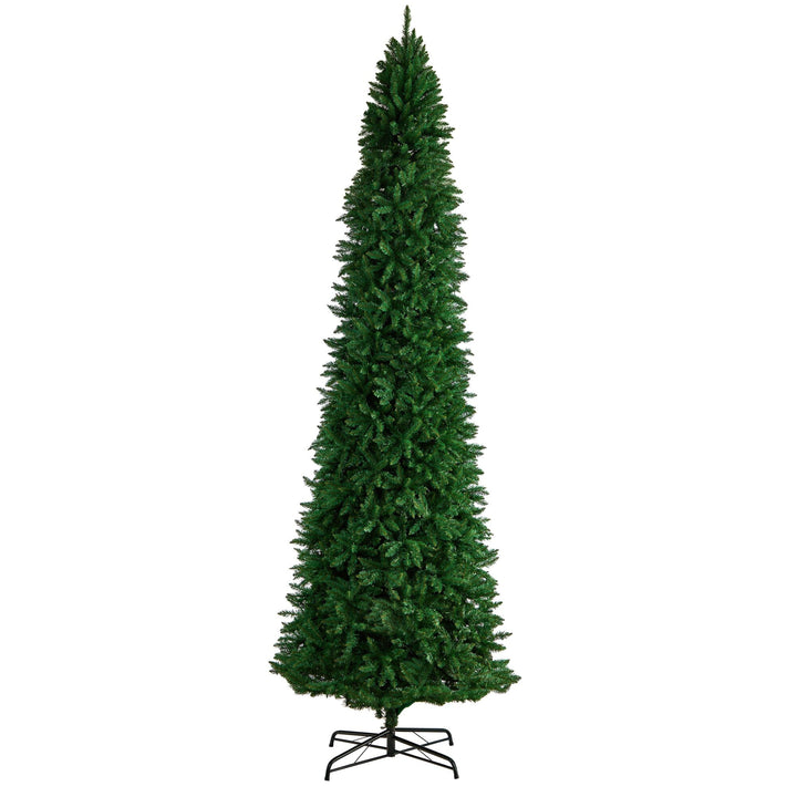 12' Slim Green Mountain Pine Artificial Christmas Tree with 3235 Bendable Branches, artificial Christmas tree for festive holiday home decor from Cedar & Spi...