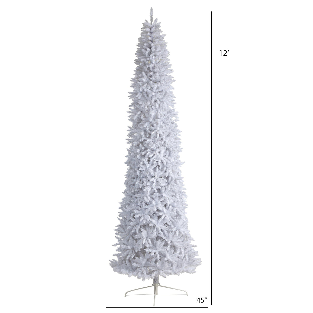 12' Slim White Artificial Christmas Tree with 3235 Bendable Branches, Christmas tree for living room, entryway or seasonal display