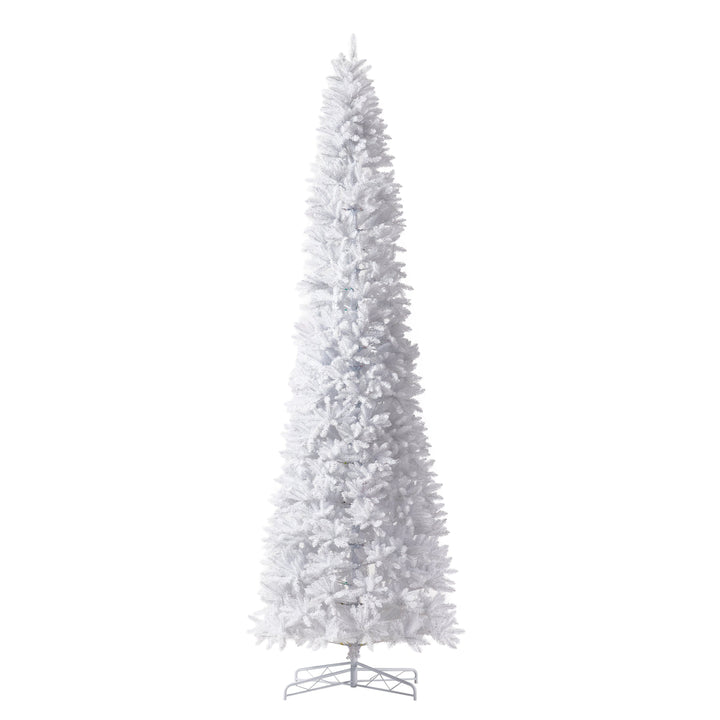 13' Slim White Artificial Christmas Tree with 1350 Warm White LED Lights and 3924 Bendable Branches, Christmas tree for living room, entryway or seasonal dis...