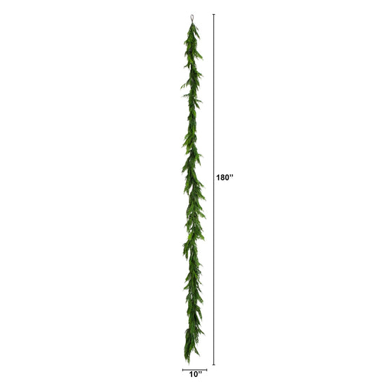 15' Artificial Real Touch Norfolk Island Pine Garland with Natural Look