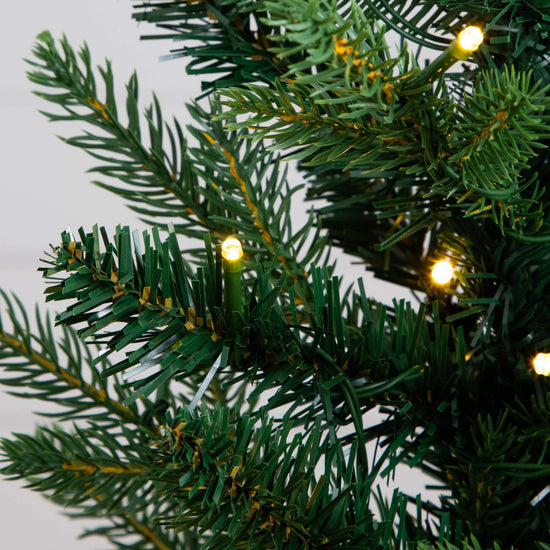 2' Pre-Lit Artificial Classic Christmas Tree with 35 Warm White LED Lights in Gold Decorative Planter, Christmas tree for living room, entryway or seasonal d...