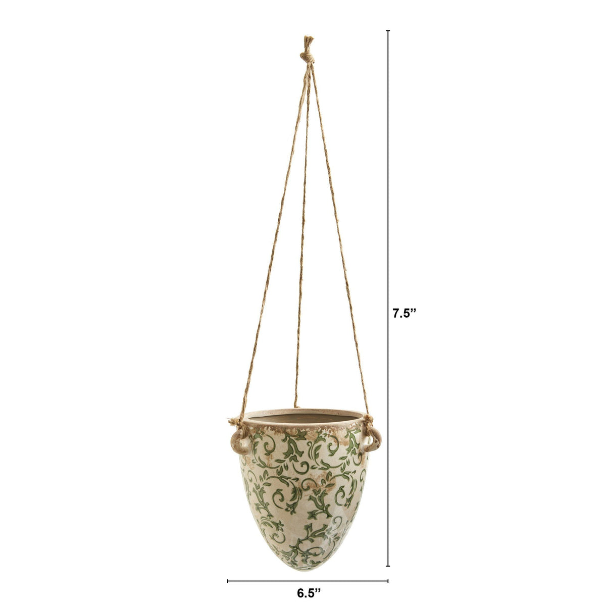 2’ Tuscan Hanging Ceramic Scroll Planter - Antique Look Planter
