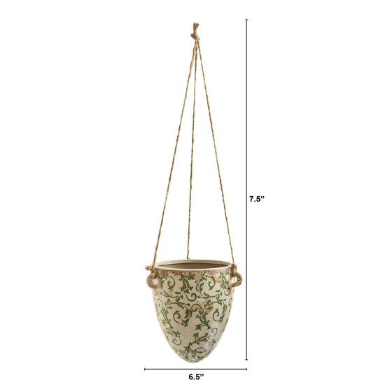 2’ Tuscan Hanging Ceramic Scroll Planter - Antique Look Planter