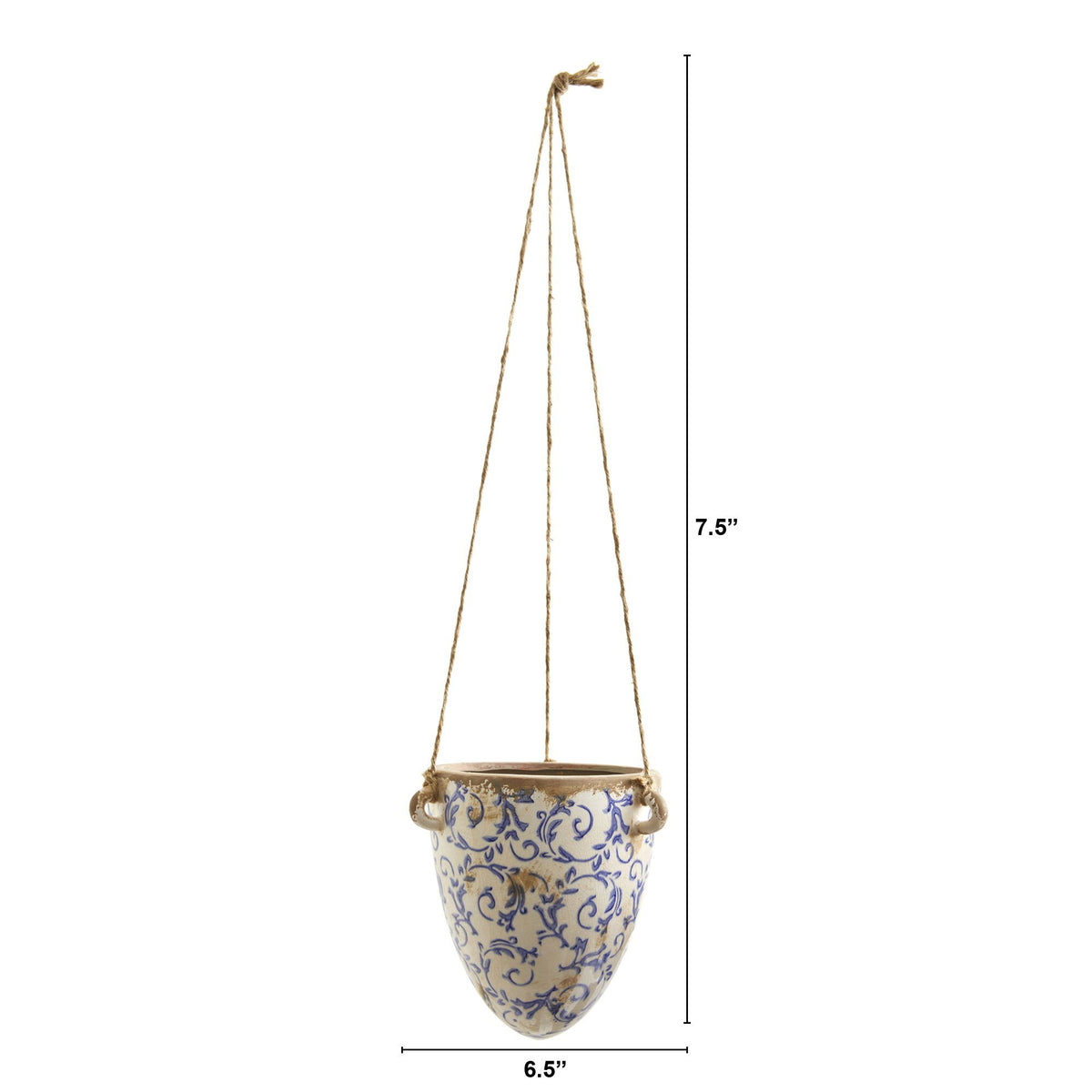 2’ Tuscan Hanging Ceramic Scroll Planter - Antique Look Planter