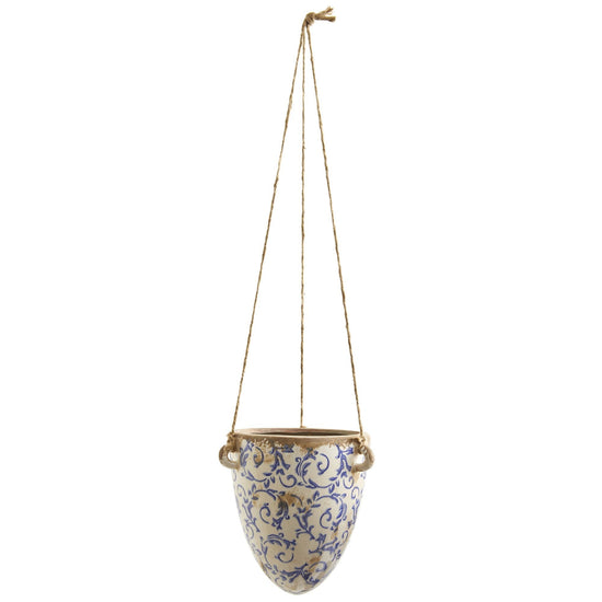 2’ Tuscan Hanging Ceramic Scroll Planter - Antique Look Planter