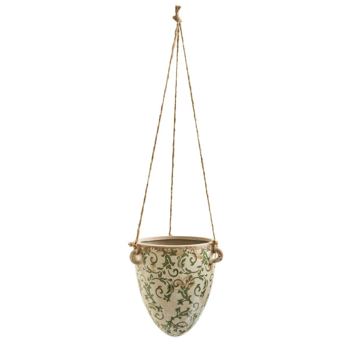 2’ Tuscan Hanging Ceramic Scroll Planter - Antique Look Planter
