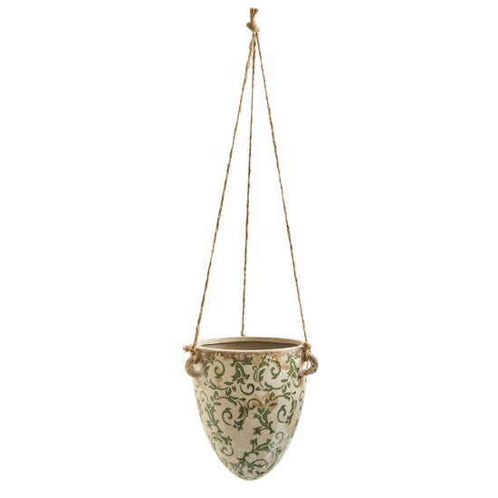 2’ Tuscan Hanging Ceramic Scroll Planter - Antique Look Planter