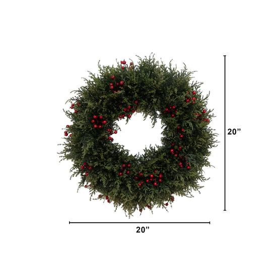 20” Artificial Cedar Berry Wreath