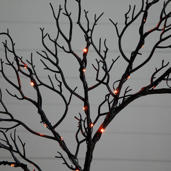 23” Pre-Lit Halloween Black Fall Wreath with 60 Orange & Purple LED Lights