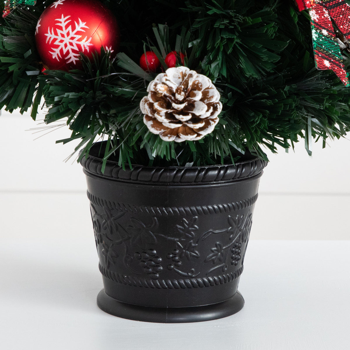24in. Pre-Lit Fiber Optic Cosmopolitan Star Topped Artificial Christmas Tree with Decorative Planter, decorative Christmas tree for home and seasonal holiday...