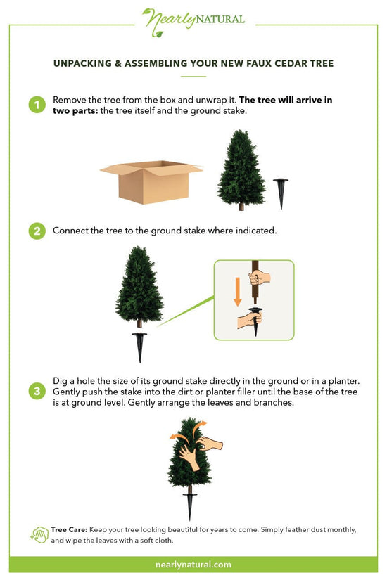 2.5' UV Resistant Artificial Cedar Plant with Integrated Ground Stake (Indoor/Outdoor) - Set of 2