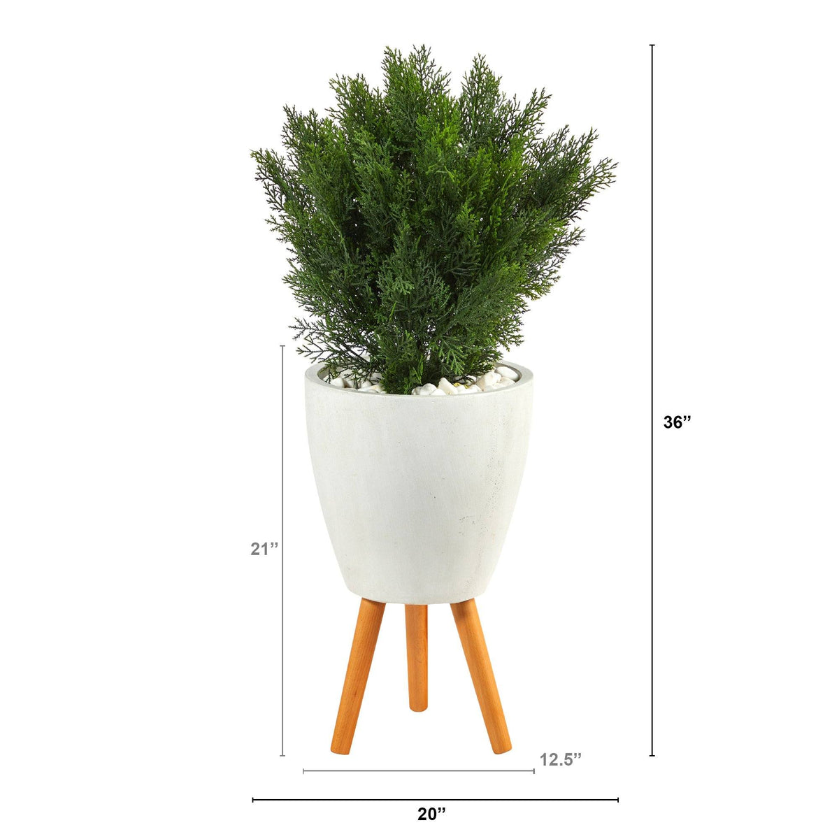3’ Cedar Artificial Tree in White Planter with Stand (Indoor/Outdoor)