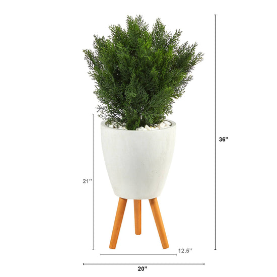 3’ Cedar Artificial Tree in White Planter with Stand (Indoor/Outdoor)
