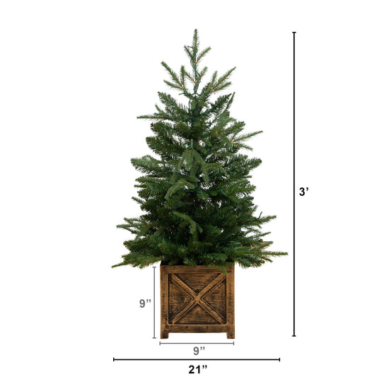 3' Finland Fir Artificial Christmas Tree in Decorative Planter, artificial Christmas tree for festive holiday home decor from Cedar & Spice Gifts