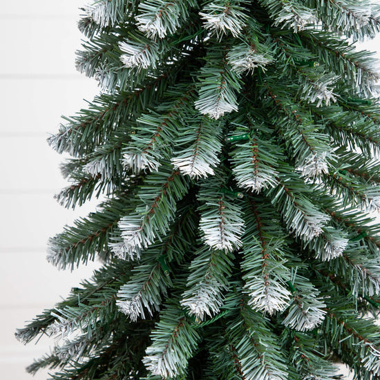 3', 4', 5' Pre-Lit Frosted Artificial Christmas Tree Set with Warm LED Lights - Set of 3
