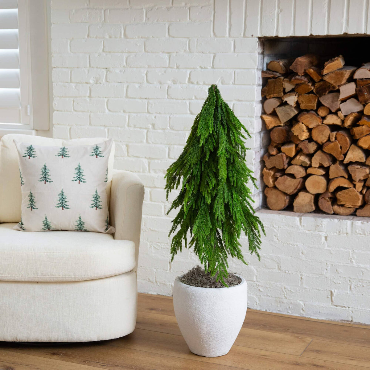 3' Artificial Real Touch Down Swept Norfolk Pine Tree with Natural Look