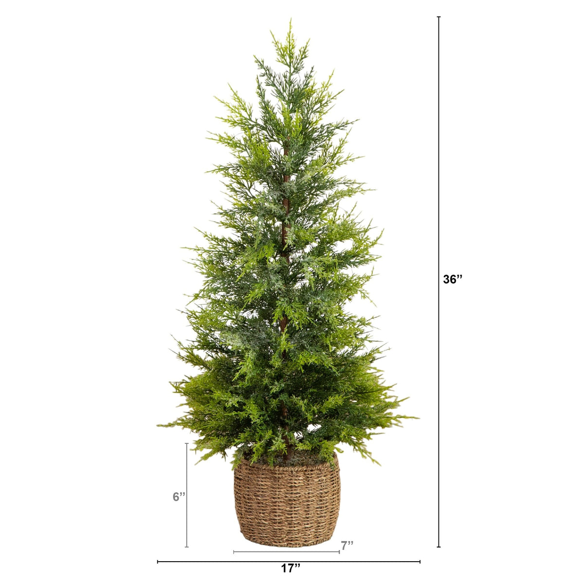 3' Pre-Lit Artificial Lightly Snowed Cypress Christmas Tree with 38 Warm White LED Lights in Decorative Weaved Basket, artificial Christmas tree for festive...